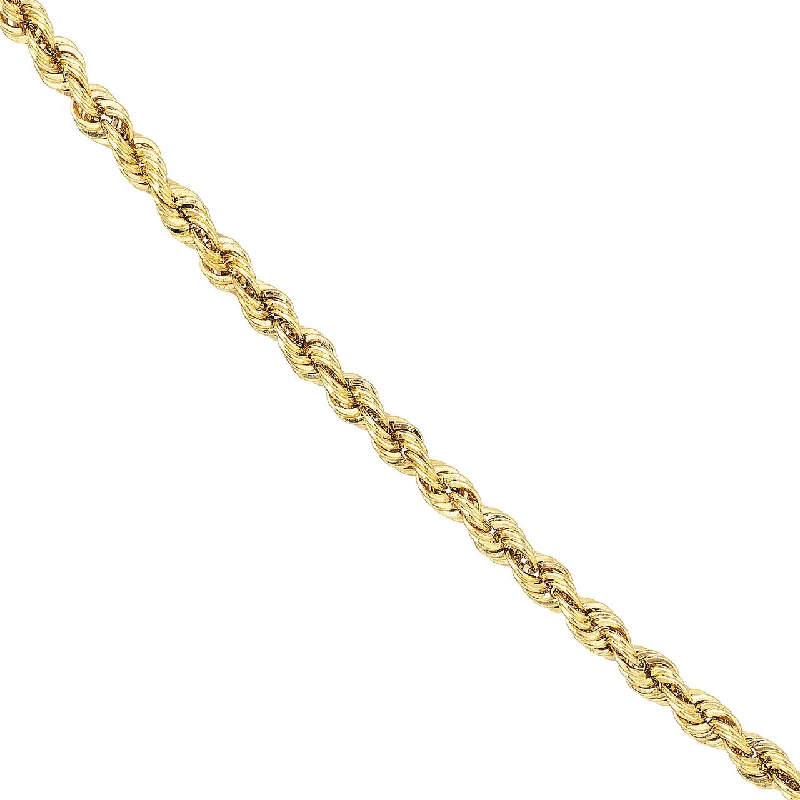 14K Yellow Gold, White Gold or Rose Gold 1.8mm Light Rope Chain Necklace with Lobster Lock