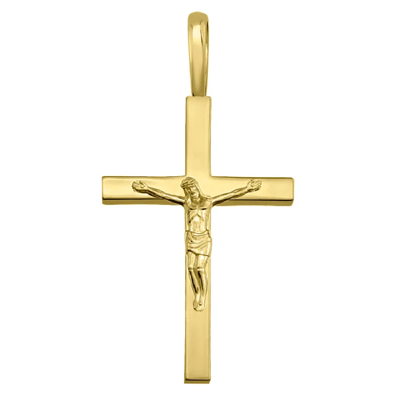 14k Yellow Gold Traditional Crucifix Pendant - 5 Sizes