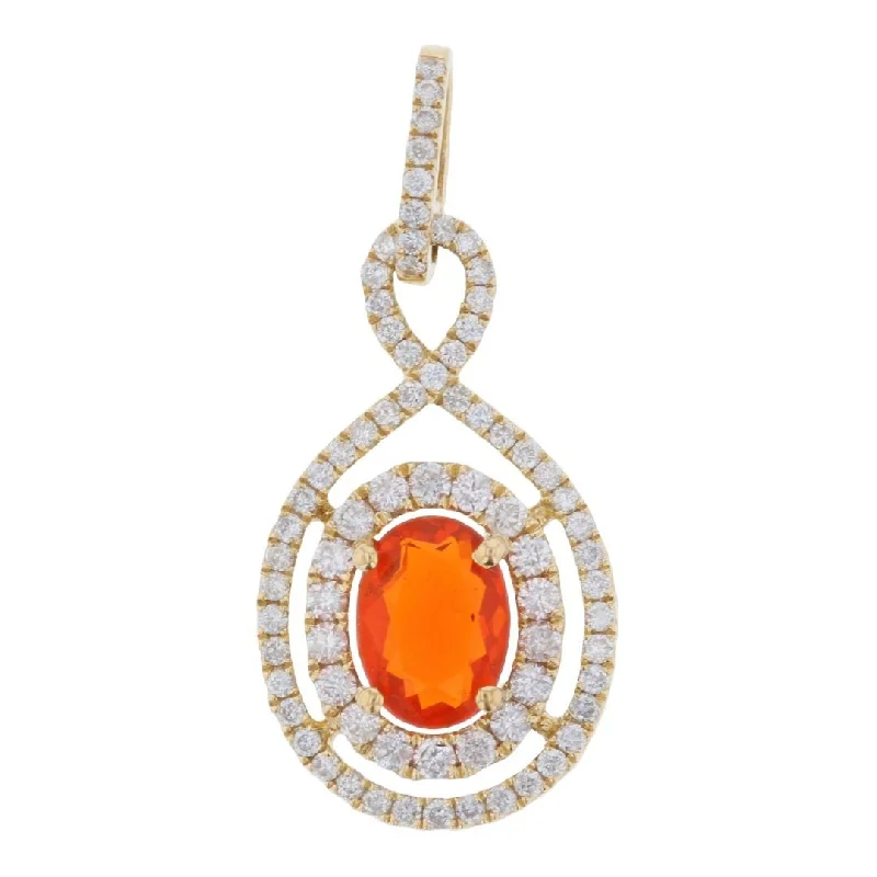 Fire Opal Pendant (Fire Opal 0.55 cts. White Diamond 0.42 cts.)