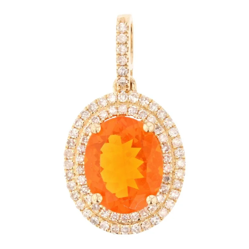 Fire Opal Pendant (Fire Opal 1.73 cts. White Diamond 0.34 cts.)