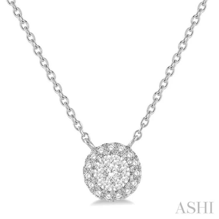 1/6 ctw Circular Round Cut Diamond Lovebright Necklace in 14K White Gold