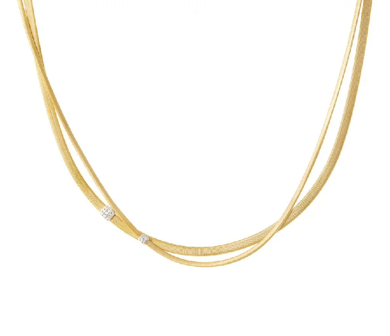 Marco Bicego Masai 18K Yellow Gold Two Strand Diamond Station Necklace