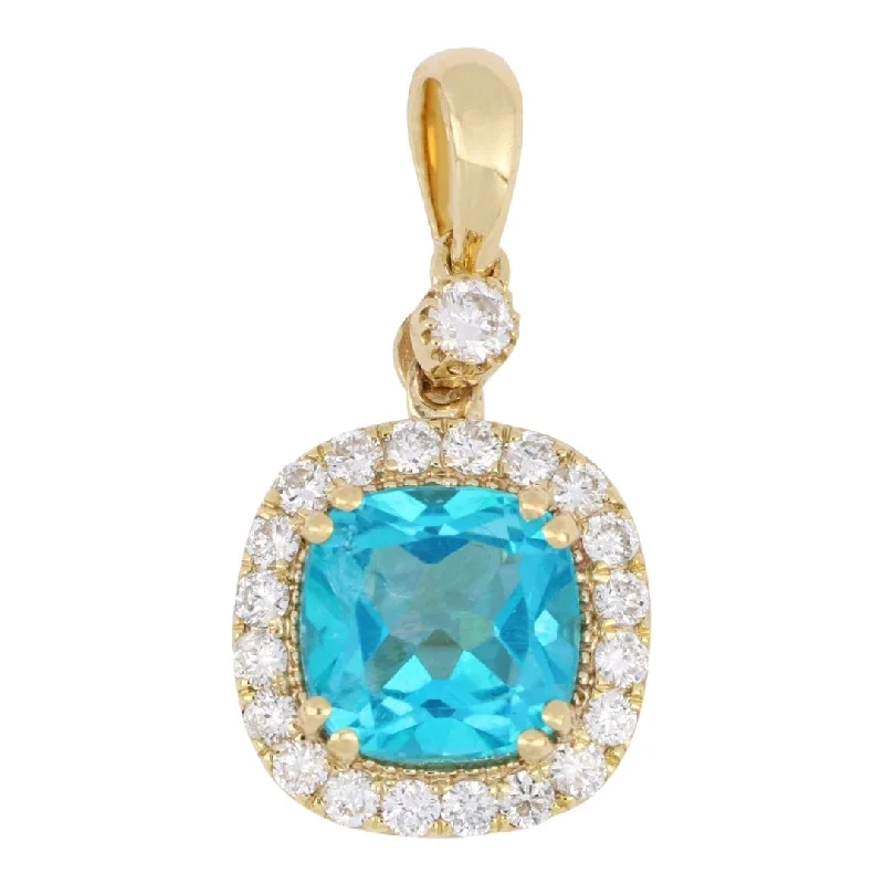 Paraiba Topaz Pendant (Paraiba Topaz 1.9 cts. White Diamond 0.32 cts.)