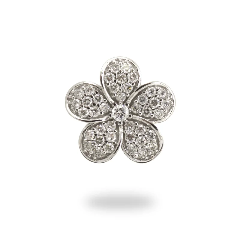 Plumeria Pendant in White Gold with Diamonds - 11mm