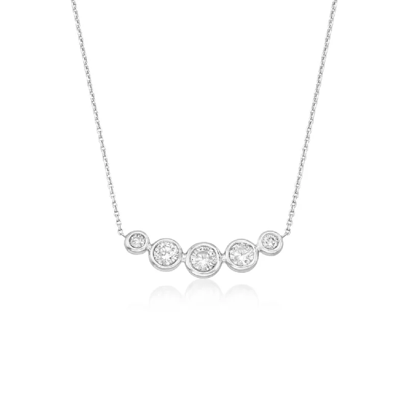 Roberto Coin Classic Diamond 18K White Gold Five Diamond Bezel Necklace