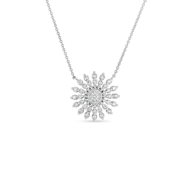 Roberto Coin Tiny Treasures 18K White Gold Diamond Sunburst Necklace