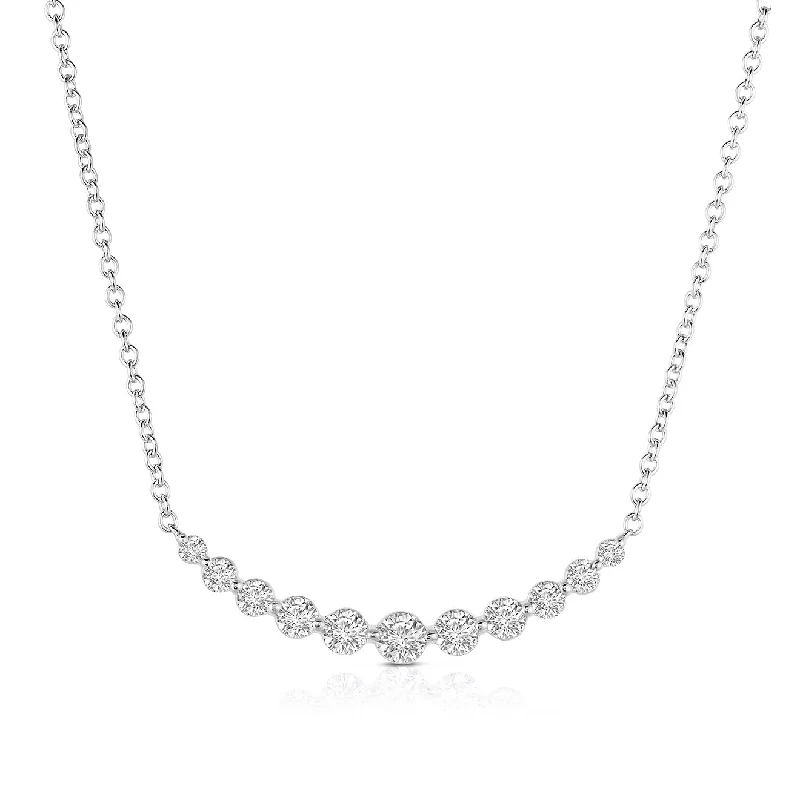 Sabel Collection 14K White Gold Diamond Curved Bar Pendant