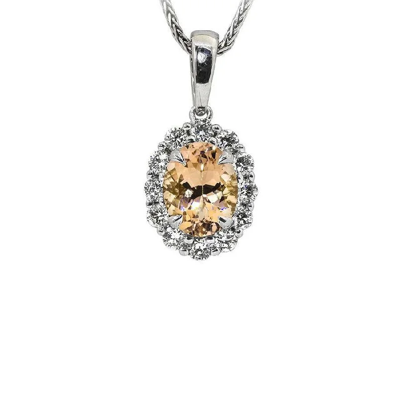 Sabel Collection 14K White Gold Oval Morganite and Diamond Pendant