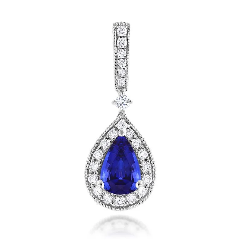 Sabel Collection 14K White Gold Pear Tanzanite and Diamond Pendant