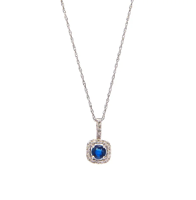 Sabel Collection 14K White Gold Round Sapphire Pendant