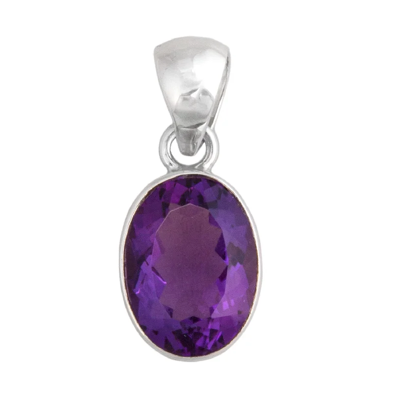 Sterling Silver Amethyst Oval Pendant