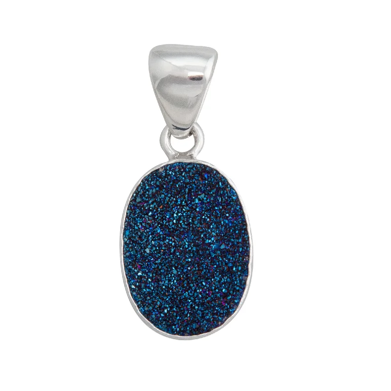 Sterling Silver Cobalt Druzy Pendant