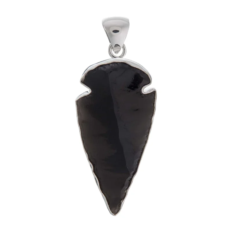 Sterling Silver Obsidian Arrowhead Pendant