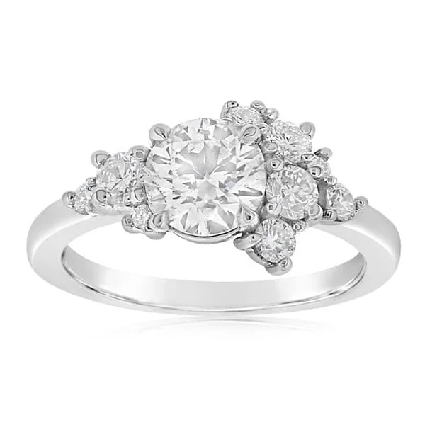 Asymmetrical Diamond Engagement Ring