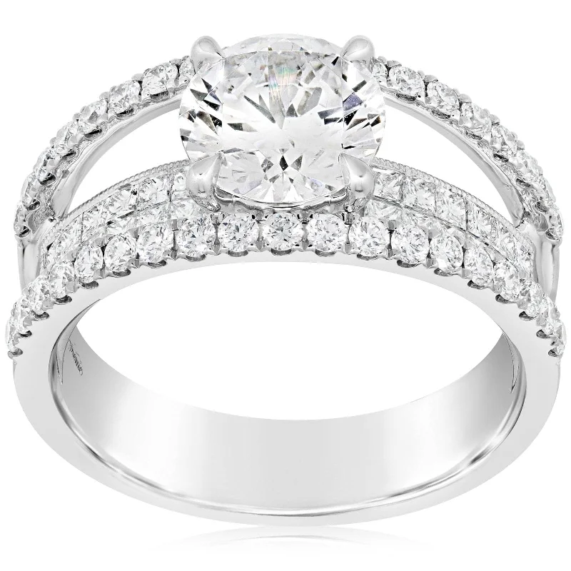 Split Shank Princess Cut & Brilliant Round Diamond Setting