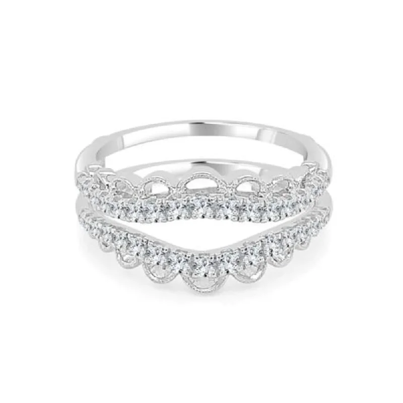 14k White Gold Diamond Floral Insert Band