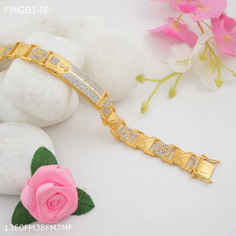 Freemen square X gold plated Bracelet for Men - FMGB146