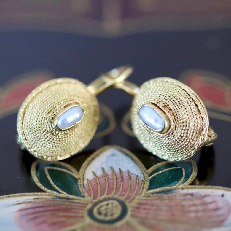 Empire 14k Gold and Pearl Earrings