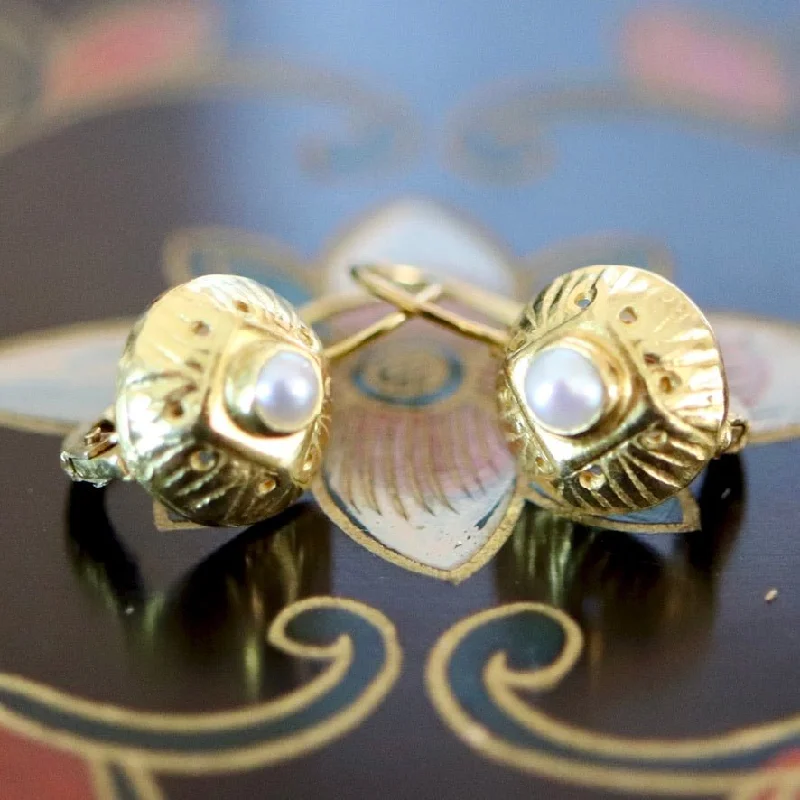 Lady Caroline 14k Gold and Pearl Earrings