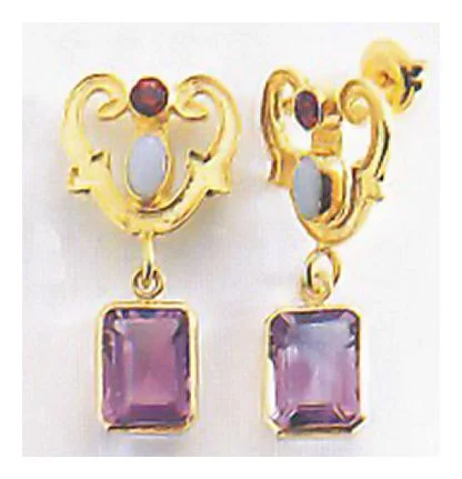 Emily Elliott Amthyst and Garnet Earrings