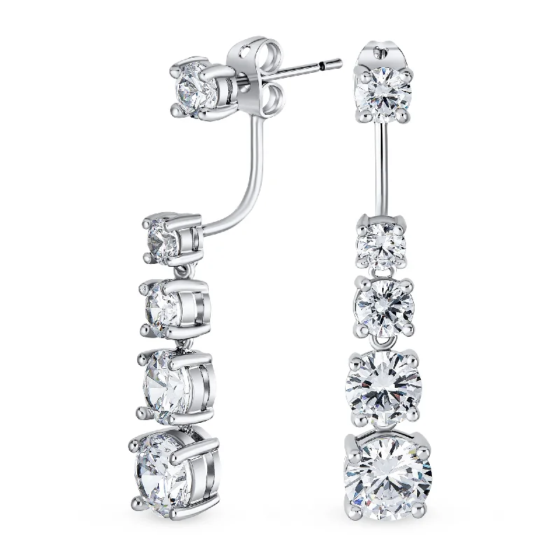 Modern Classic Bridal Dangle Chandelier Earrings with CZ Drop and Stud Jacket