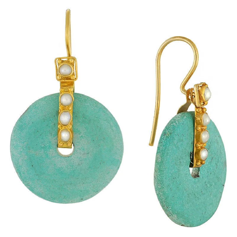 Turquoise Disk Earrings