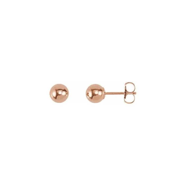 14K Rose 5 mm Ball Earrings