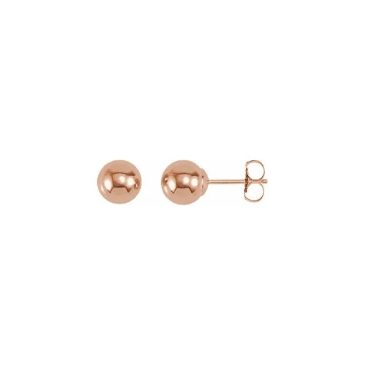 14K Rose 6 mm Ball Earrings