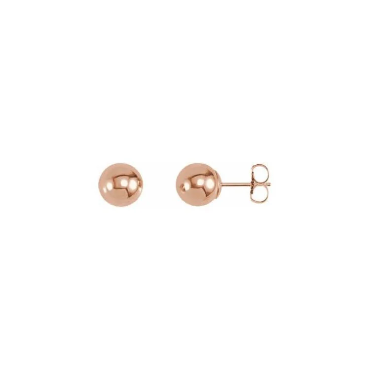 14K Rose 7 mm Ball Earrings