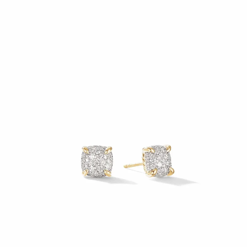 Chatelaine® Stud Earrings in 18K Yellow Gold with Full Pavé Diamonds