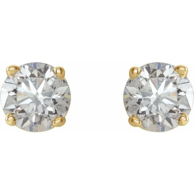 14K Yellow 3/4 CTW Natural Diamond Stud Earrings with Friction Post