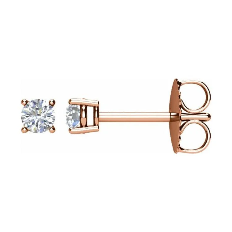 14K Rose 1/5 CTW Natural Diamond Stud Earrings with Friction Post