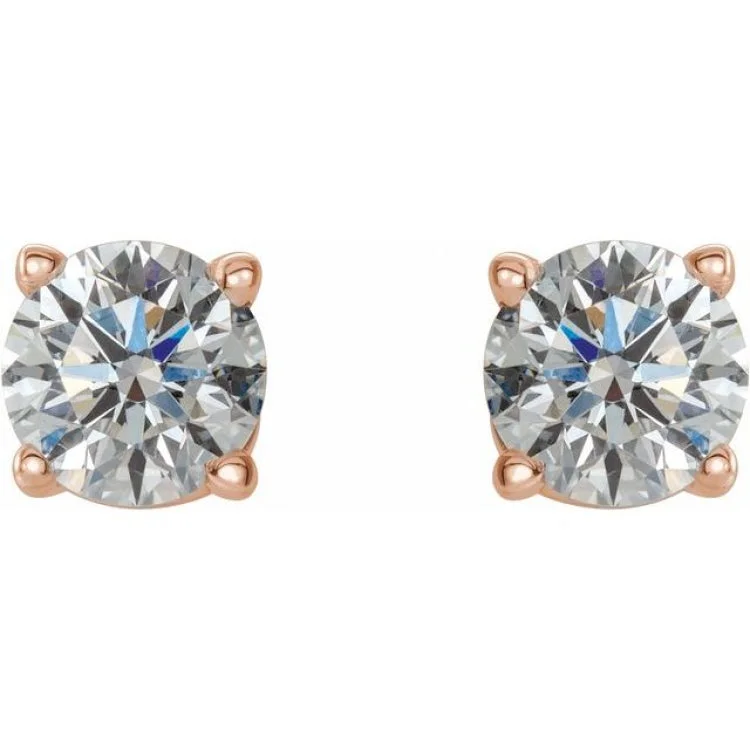 14K Rose 1/2 CTW Natural Diamond Stud Earrings with Friction Post