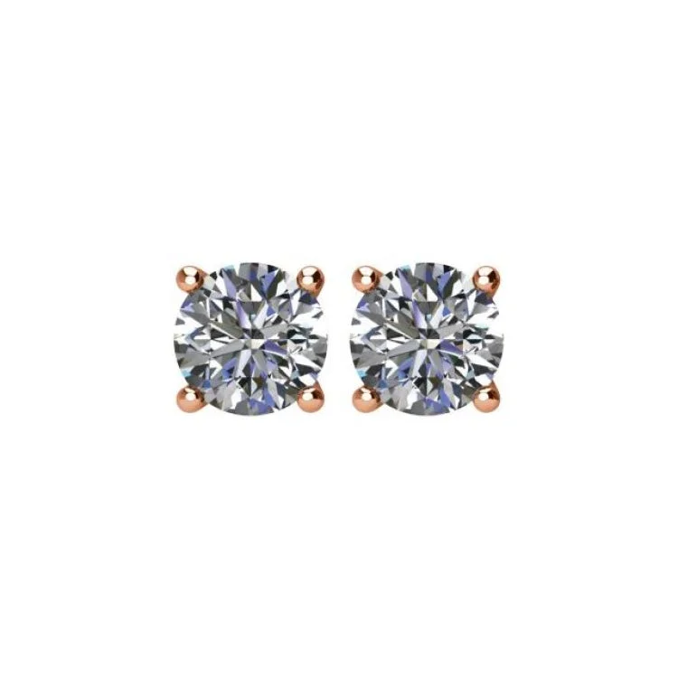 14K Rose 1 CTW Natural Diamond Stud Earrings with Friction Post