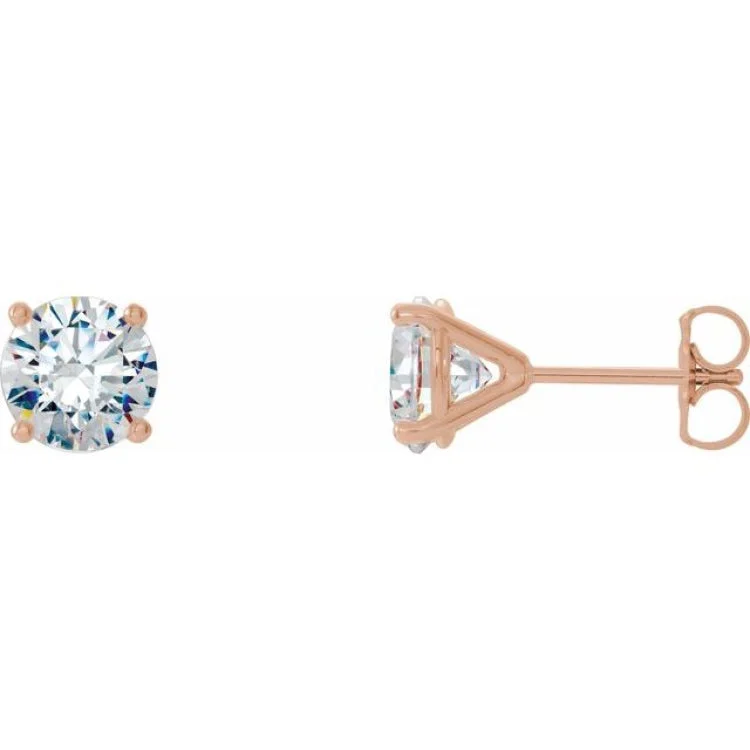 14K Rose 1 CTW Natural Diamond Cocktail-Style Friction Post Earrings