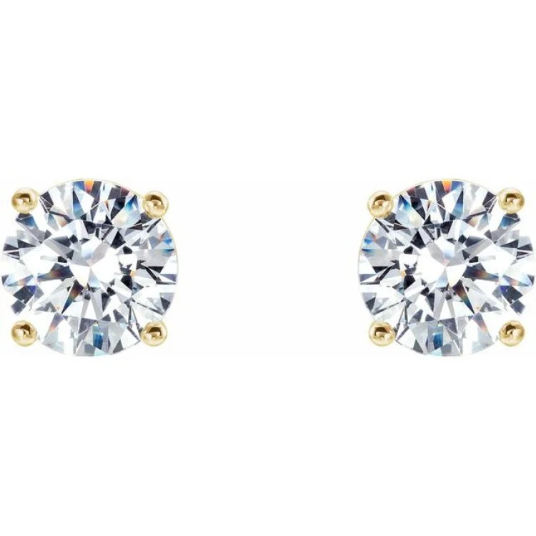 14K Yellow 3/4 CTW Natural Diamond Cocktail-Style Threaded Post Earrings