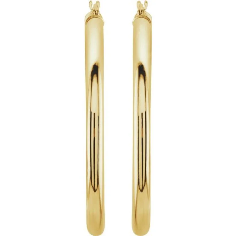 14K Yellow 40 mm Tube Hoop Earrings