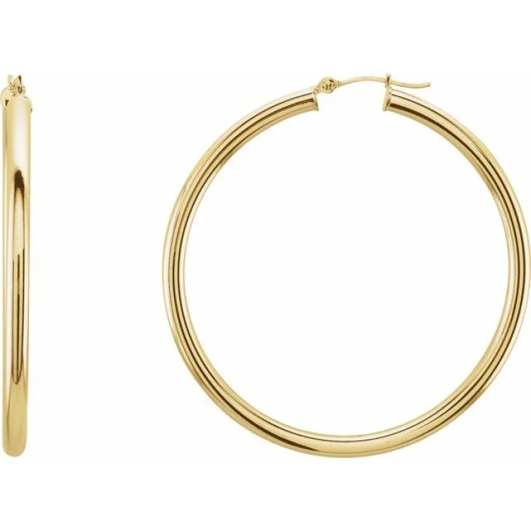 14K Yellow 48 mm Tube Hoop Earrings