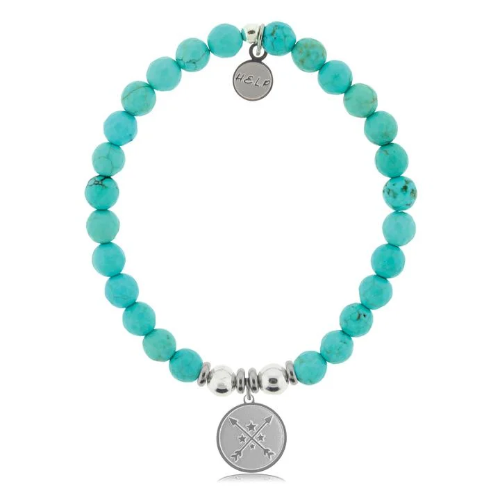 Silver Friendship Arrows Turquoise Stone Bracelet