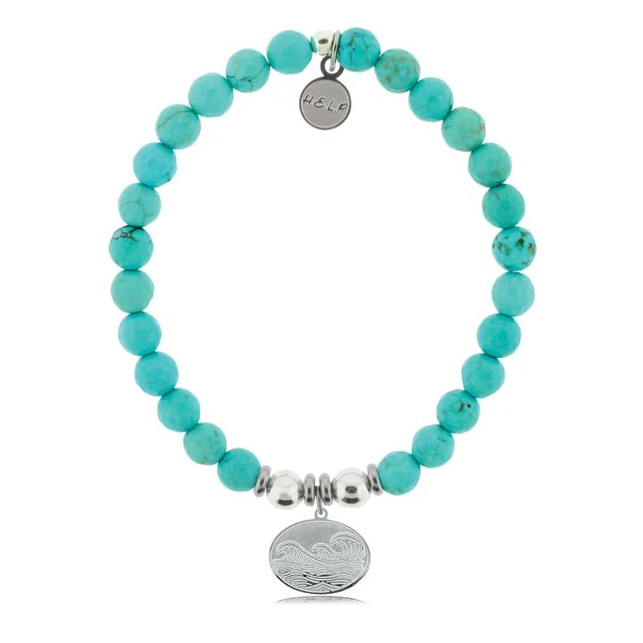 Silver Wave Turquoise Stone Bracelet