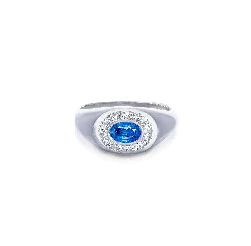 Sabel Collection White Gold Sapphire and Diamond Men's Ring