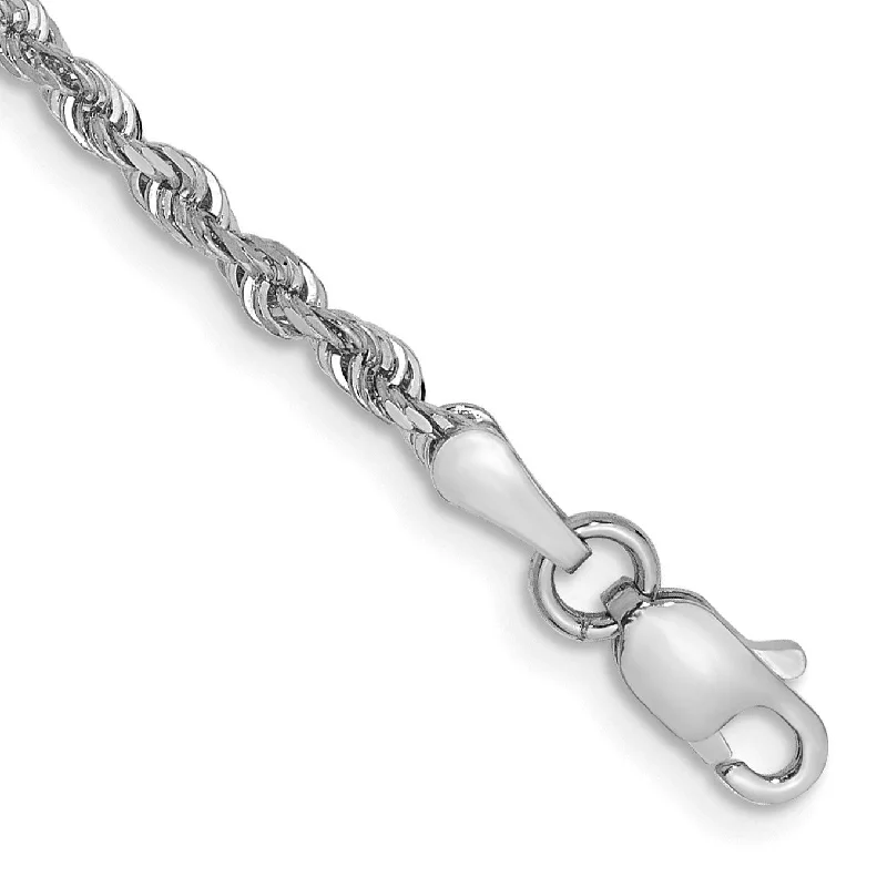 10KT White Gold 8-inch 2.25MM Diamond-cut Rope Bracelet