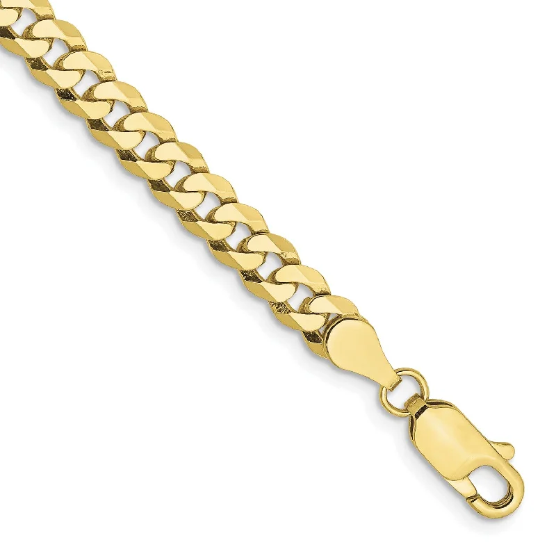 10KT Yellow Gold 8-inch 4.75MM Beveled Flat Curb Bracelet