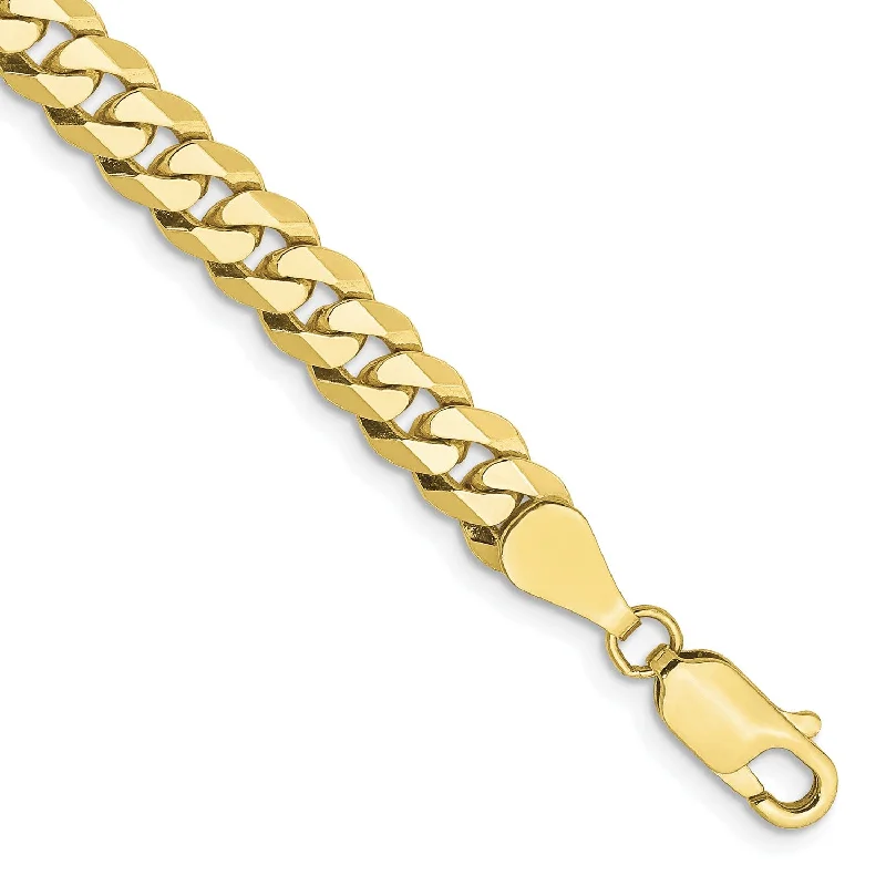 10KT Yellow Gold 8-inch 5.75MM Flat Beveled Curb Bracelet