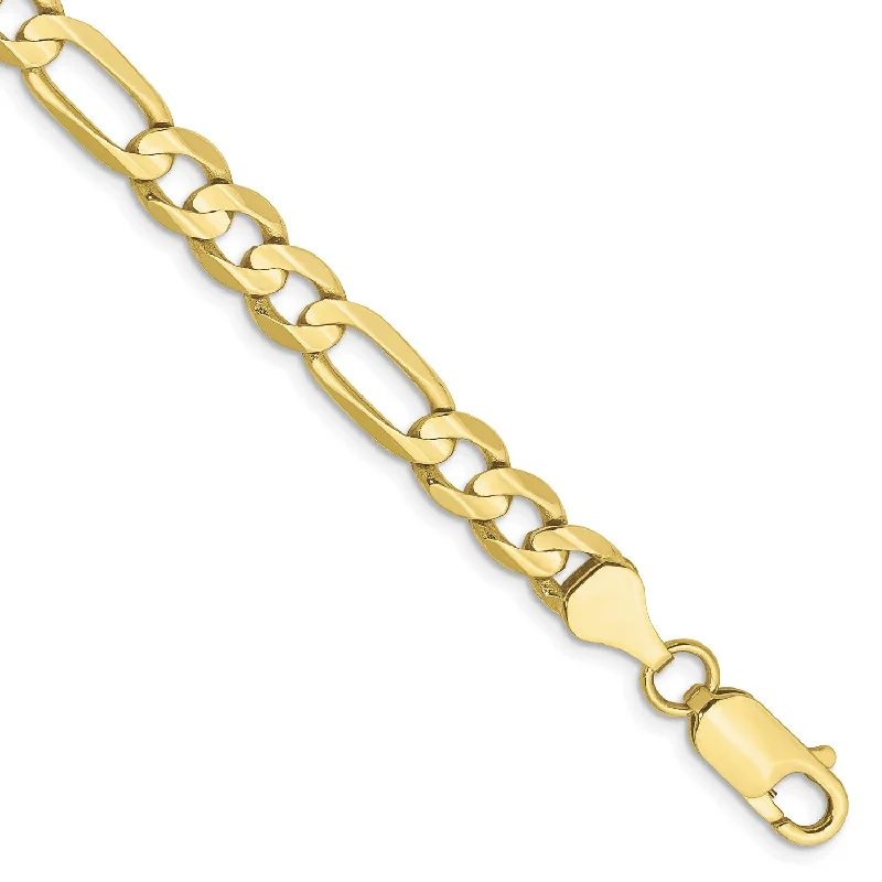 10KT Yellow Gold 8-inch 6MM Lobster Clasp Figaro Bracelet