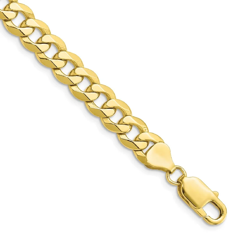 10KT Yellow Gold 8-inch 7.75MM Flat Beveled Curb Bracelet