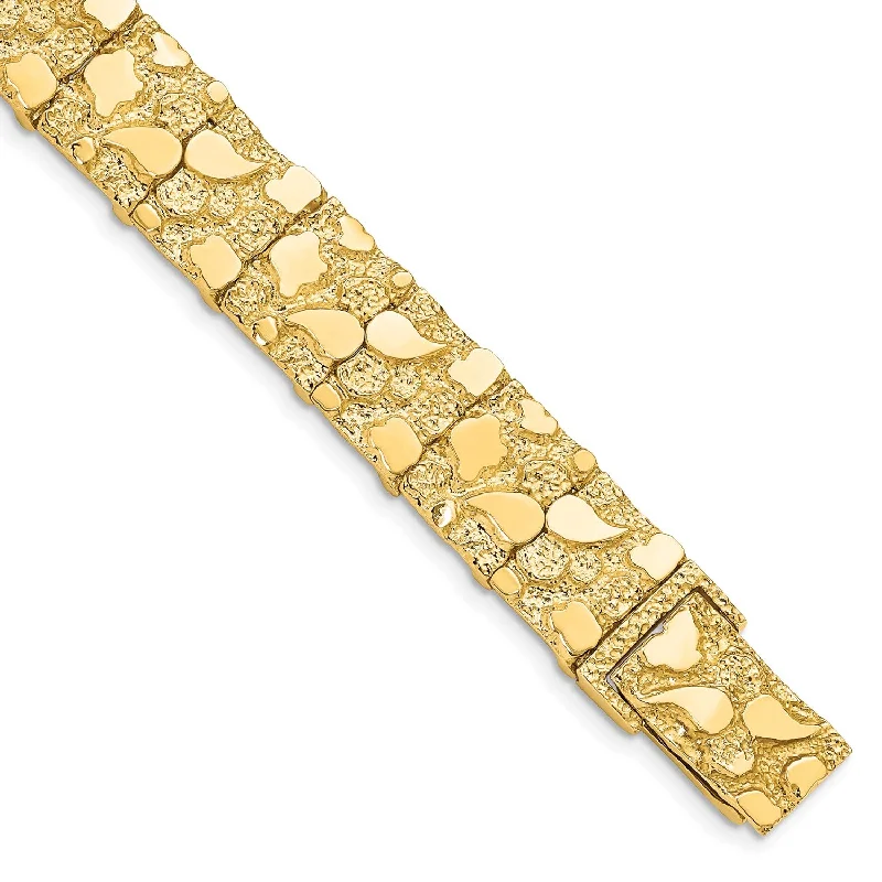 14KT Yellow Gold 7-inch 12.5MM Nugget Bracelet