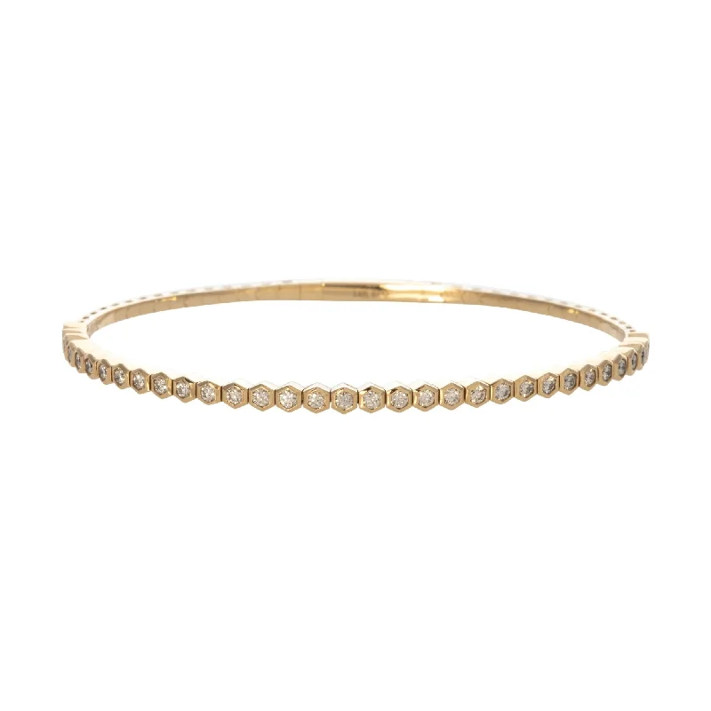 .80ct Diamond 14K Yellow Gold Flexible Cuff Bangle