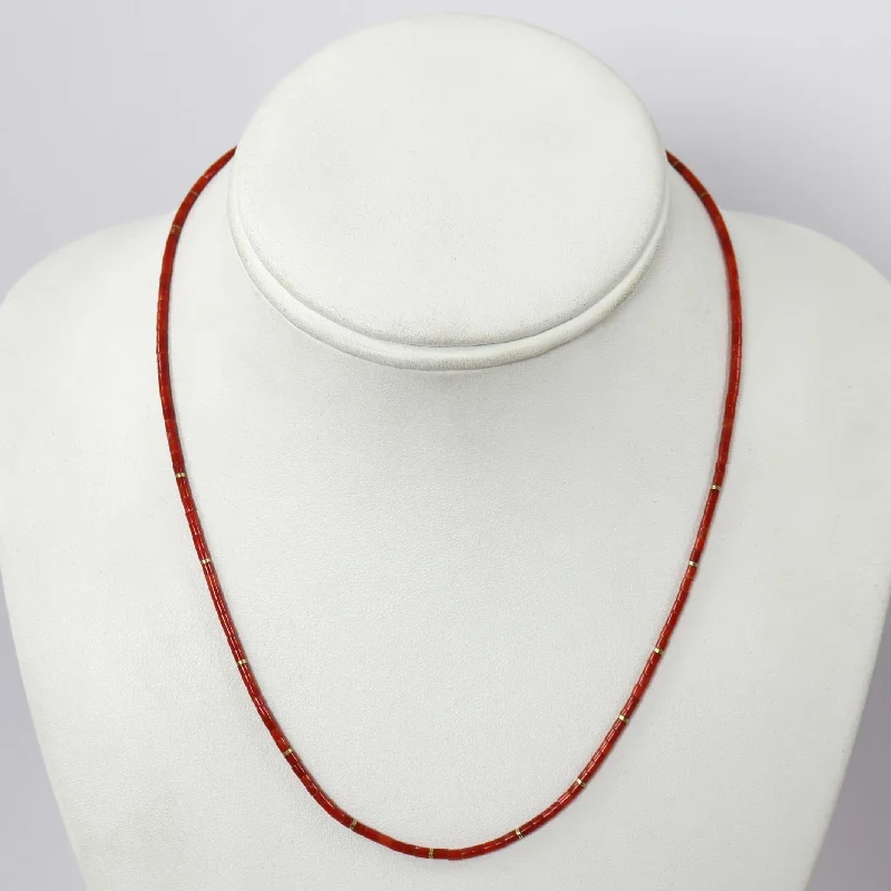 Coral Heishi Necklace