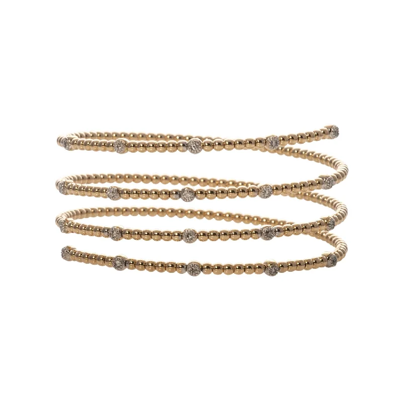 Diamond Station 14K Gold Beaded Flexible Wrap Bracelet